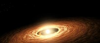 Rappresentazione artistica di un disco di gas e polveri che circonda una giovane stella (fonte: NASA/JPL-Caltech)