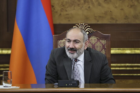 Armenia's Prime Minister Pashinyan hosts school students at government building in Yerevan