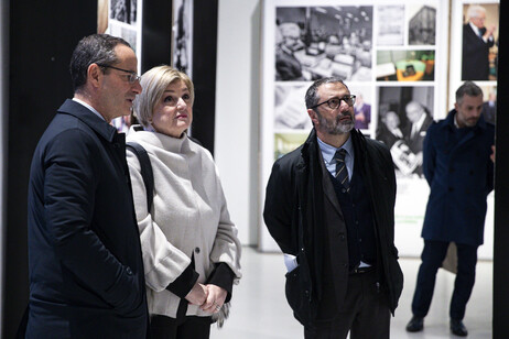 La ministra del Lavoro Marina Calderone visita la mostra per gli 80 anni dell'ANSA al museo Maxxi