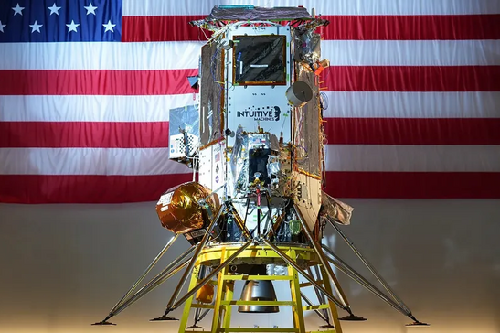 Il secondo lander lunare di Intuitive Machines, chiamato Athena, lanciato a bordo di un razzo SpaceX Falcon 9. (Credito immagine: Intuitive Machines)