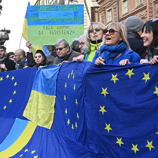 Manifestazione a sostegno dell'Ucraina a Torino