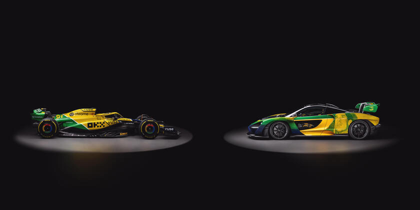McLaren MCL38 e Senna livrea Senna Sempre