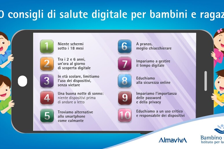 Decalogo per la salute digitale” di bambini e ragazzi elaborato dagli specialisti dell’Ospedale Pediatrico Bambino Gesù - RIPRODUZIONE RISERVATA