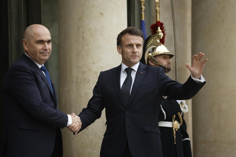 French President Macron receives Romania 's interim President Bolojan © ANSA/EPA